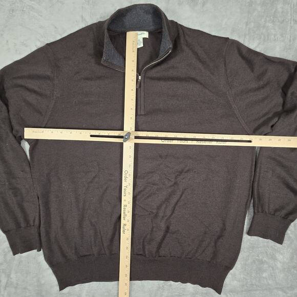 John W Nordstrom Sweater Dark Brown Extra Fine Merino Wool Pullover 1/4 Zip 2XL - Picture 7 of 11